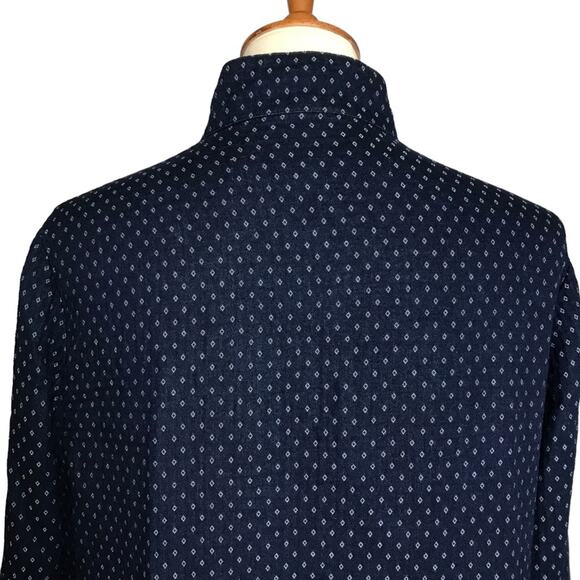 Raquel Allegra Jaquard Navy Blue Diamond Print Buttoned Blazer Coat Jacket Small - Picture 10 of 16